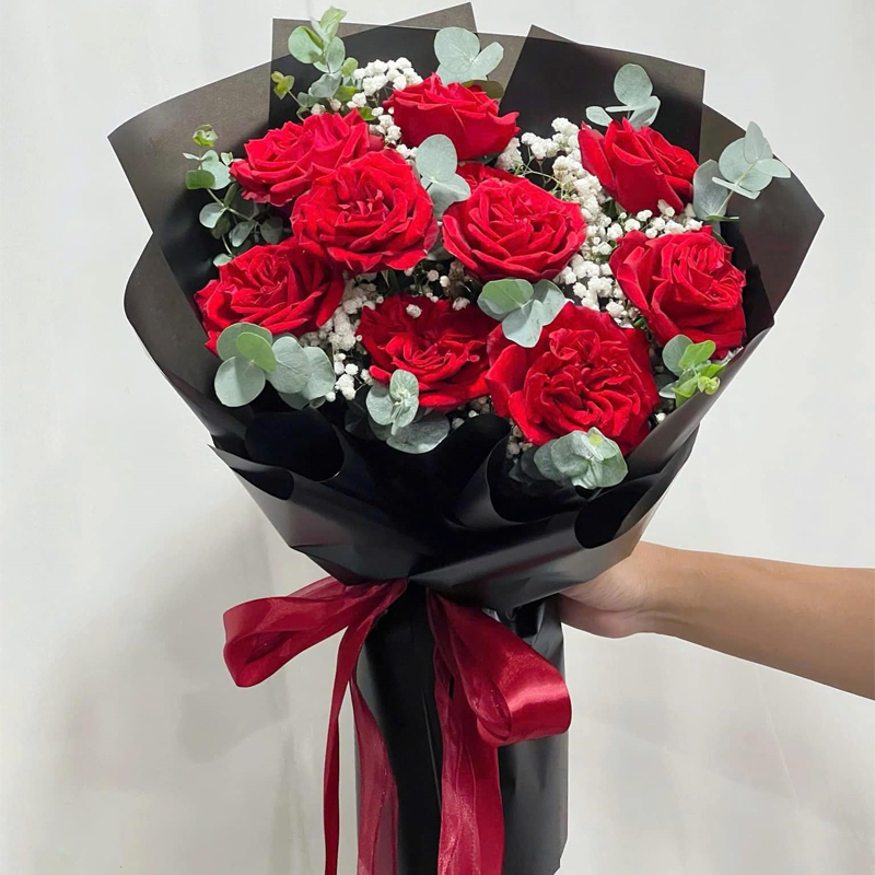 9支红玫瑰花束