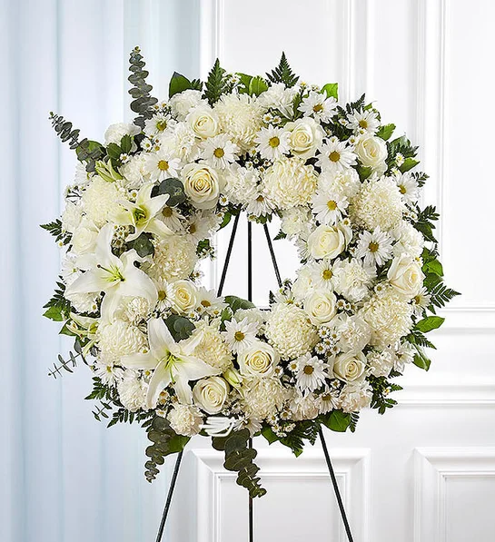 美国白事送花 All White Funeral Wreath