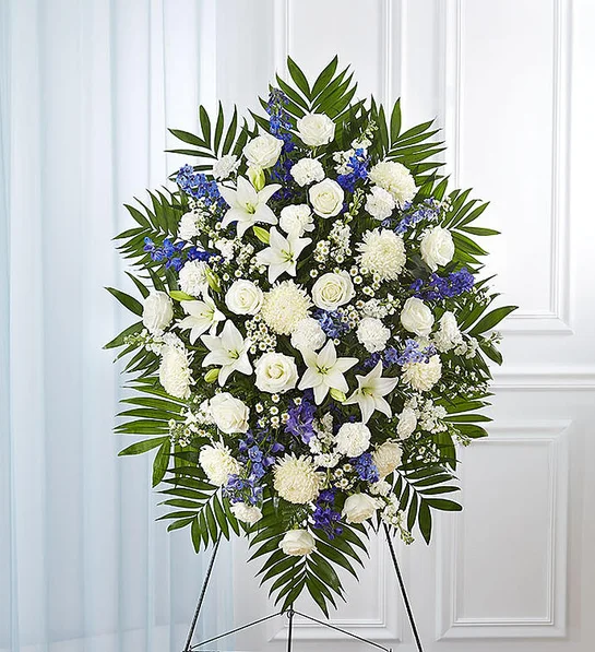 美国白事送花 Blue & White Funeral Standing Spray