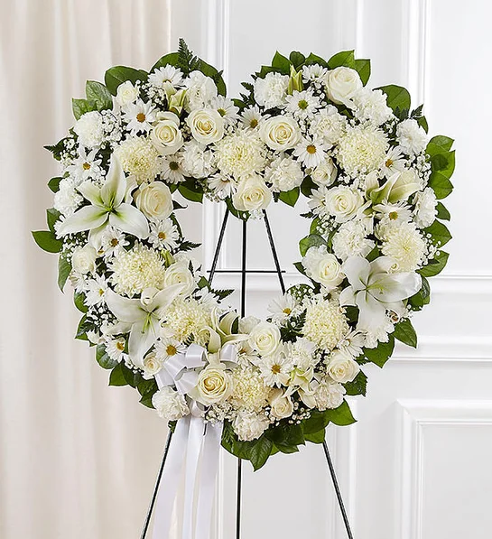 美国白事送花 Floral Heart Tribute- White